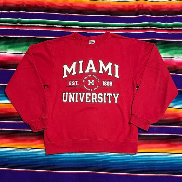 Jerzees Red Miami University Ohio pullover sweater men’s small - Picture 1 of 4
